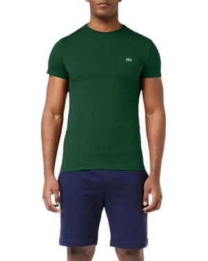 Lacoste Th6709 T Shirts Short Sleeve Crew Neck Soft Pima Cotton Summer Tee - Green