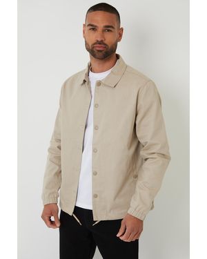 Threadbare Cotton Twill Lightweight Collared Jacket - Natural