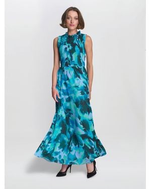 Gina Bacconi Roxanna Sleeveless Shired Top Dress - Blue