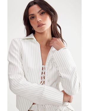 Nasty Gal Lace Up Front Tailored Jacket - White