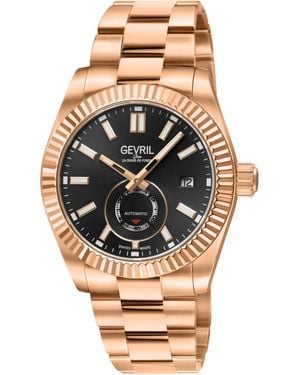 Gevril Swiss Made Automatic Eta 2895 West Village Sunray Dial, 316L Stainless Steel Iprg Watch - Pink