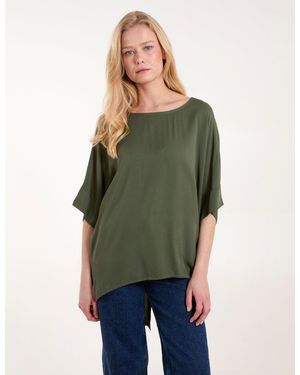 Blue Vanilla Button Back Viscose Top - Green