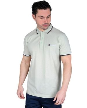 Lambretta Triple Tipped Polo Shirt (Pale Aqua//Sapphire/Cashew) - Grey
