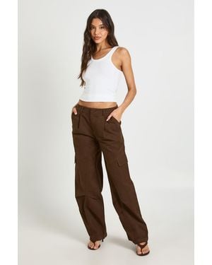 Boohoo Twill Balloon Cargo Trousers - White