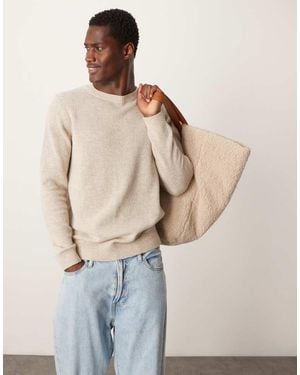 ASOS Lambswool Crew Neck Knitted Jumper - Natural