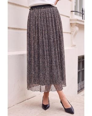 Roman Shimmer Print Skirt - Brown