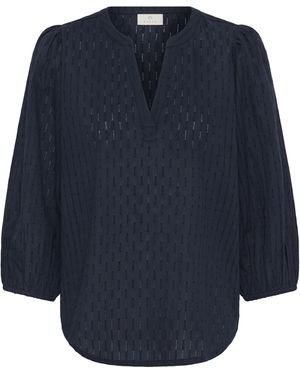 Kaffe Blouse Met Korte Mouwen Kabea Blouse Met Korte Mouwen Loose Fit - Blauw
