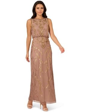 Adrianna Papell Bead Blouson Long Dress - Purple