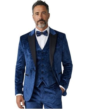 TruClothing Blue3 Piece Velvet Wedding Tuxedo Formal Suit