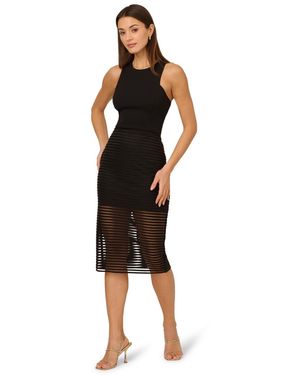 Adrianna Papell Shadow Stripe Midi Dress - Black