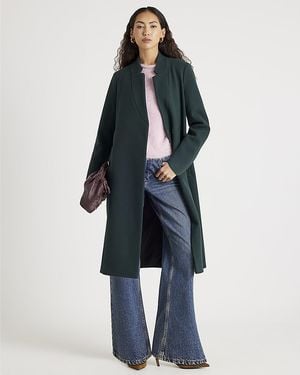 River Island Wrap Coat Notch Collar Belted - Blue