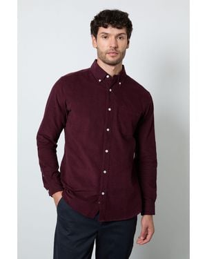 MAINE Plum Corduroy Long Sleeve Shirt - Red