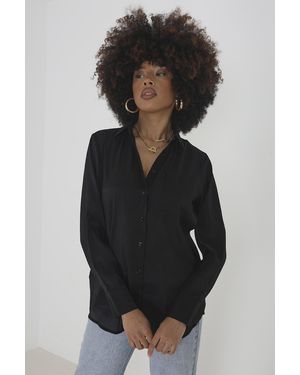 Brave Soul Relaxed Fit Long Sleeve Shirt - Black