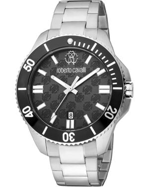 Roberto Cavalli Rc5G013M0085 Quartz Stainless Steel 10 Atm 44 Mm Watch - Grey