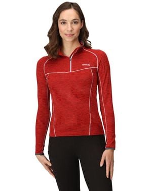 Regatta Ladies Yonder Half Zip Long Sleeve Moisture Wicking Top - Red