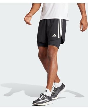 adidas Originals Own The Run 3-Stripes 2-In-1 Shorts - Black
