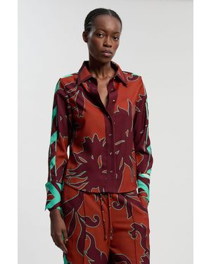 Karen Millen Western Printed Twill Woven Shirt - Red
