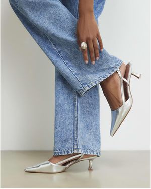 River Island Slingback Low Court Heels Pu - Blue