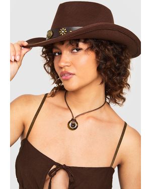 Boohoo Studded Trim Western Cowboy Hat - Black