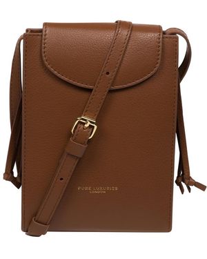 Pure Luxuries 'Kiana' Nappa Leather Cross Body Phone Bag - Brown