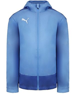 PUMA Goal Long Sleeve Zipup Lightblue Hooded Training Rain Jacket 656559 18