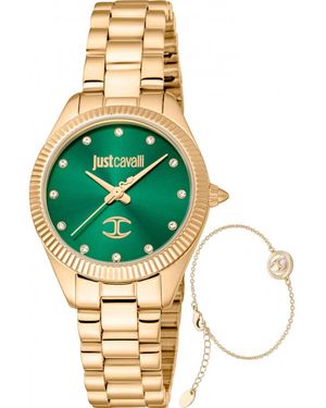 Just Cavalli Jc1L267M0065 Ladies Glam Chic Pacentro Watch And Bracelet Gift Set - Green