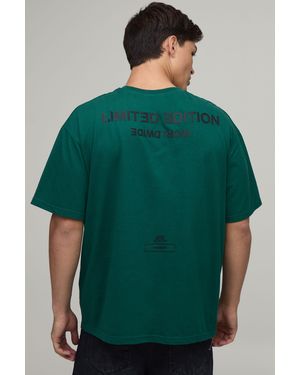 BoohooMAN Oversized Raised Limited Text T-Shirt - Green