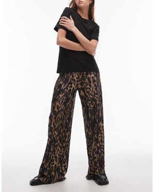 TOPSHOP Smudge Leopard Plisse Trouser - Black