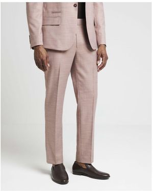 River Island Suit Trousers Slim Fit Textured Cotton - White