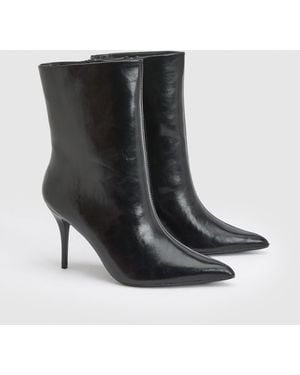 Faith Yasmin Faux Leather High Stiletto Ankle Boots - Black