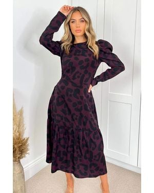 AX Paris Animal Print Long Sleeve Smock Dress in Blue Lyst UK
