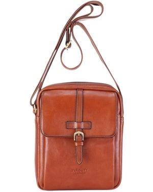 Infinity Leather Genuine Vintage Crossbody Messenger Travel Bag - Red
