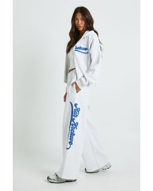 Boohoo Petite Ath Archive Self Fabric Applique Straight Leg Jogger - Blue