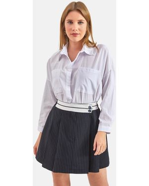Bianco Lucci Gestreepte Minirok - Wit