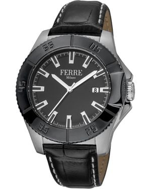 Ferré Fm1G085L0041 Mother Of Pearl Dial Calfskin Leather Watch - Grey