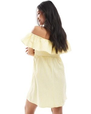 Vero Moda Shirred Bodice Mini Dress With Frill Detail - White