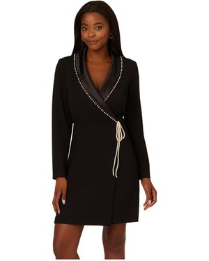Adrianna Papell Pearl Wrap Blazer Short Dress - Black
