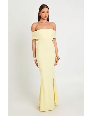 Boohoo Ruched Bardot Fluid Maxi Dress - Yellow
