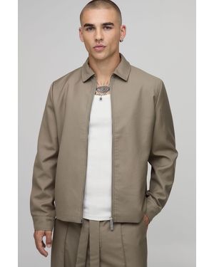 BoohooMAN Tailored Boxy Co-Ord Harrington Jacket - Brown