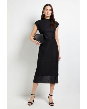 PRINCIPLES Formal Organza Cap Sleeve Pencil Dress - Black