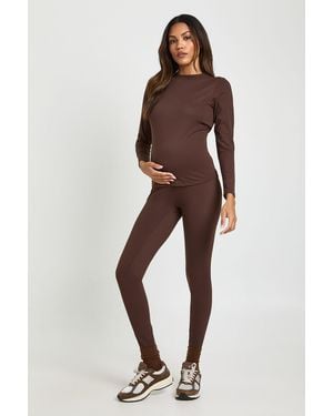 Boohoo Maternity Supersoft Sculpt Bump Support Legging - Brown