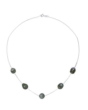 Ateliers Saint Germain Necklace 5 Real Cultured Tahiti Pearls Circled 7-8 Mm - Metallic