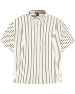 Dreimaster Blouse Lichtbeige Marine - Wit
