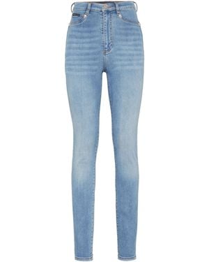 Philipp Plein Jegging Met Extra Hoge Taille Skull - Blauw