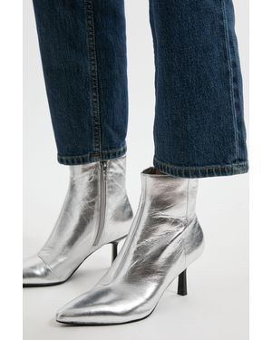 Karen Millen Leather Heeled Ankle Boot - Blue