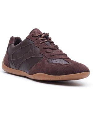 Hush Puppies Jovie Leather Chocolate Trainers - Purple