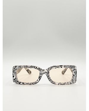 SVNX Zebra Print Square Frame Sunglasses - Multicolour