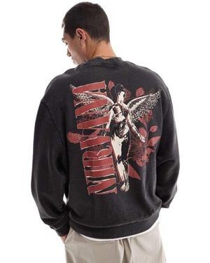 ASOS Relaxed License Sweatshirt With Nirvana Prints - Grey