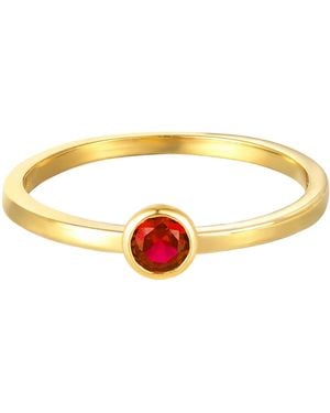 The Jewellery Stockroom Plated Birthstone Cz Rubover Ring - Metallic