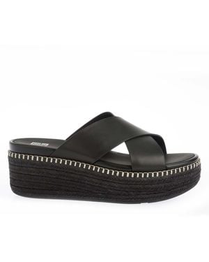 Fitflop Eloise Espadrille Wedge Cross Slide Sandals - Black